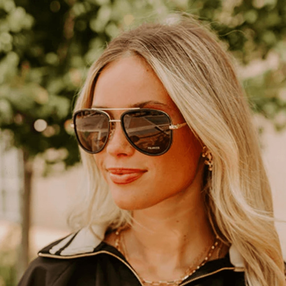 NEW ! Rare Quay POLARIZED Black and Gold Aviator ALL IN MINI Sunglasses main image 9
